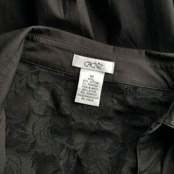 Cachè Black Lace Long Sleeve Button Down Shirt 10 - Picture 8 of 8